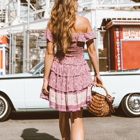 Spell Dahlia Ra-Ra Mini Dress- Mulberry - Picture 11 of 11